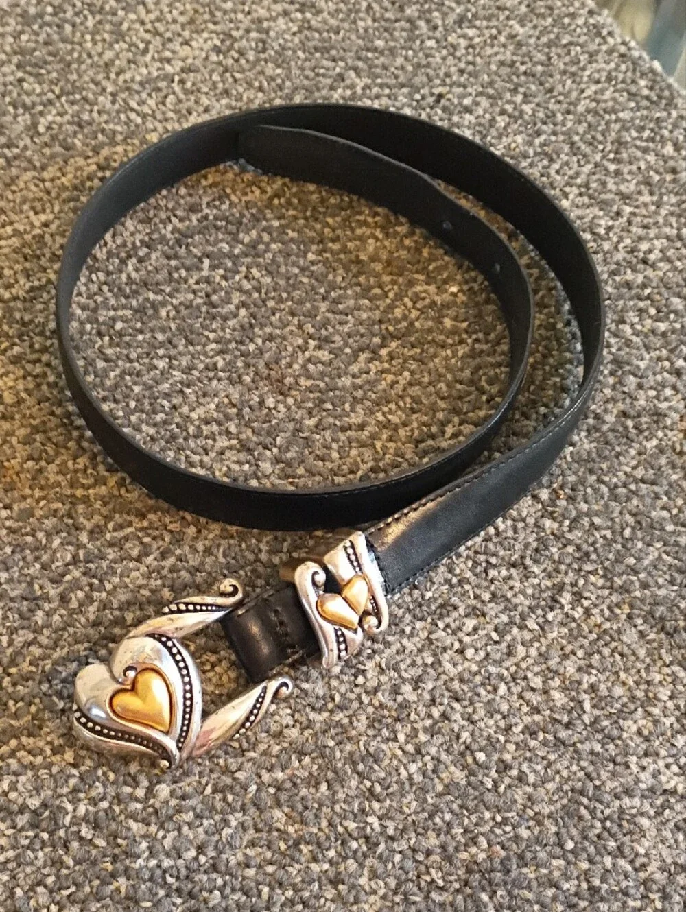 Brighton's Black Leather Women's Belt with Gold Heart Buckle